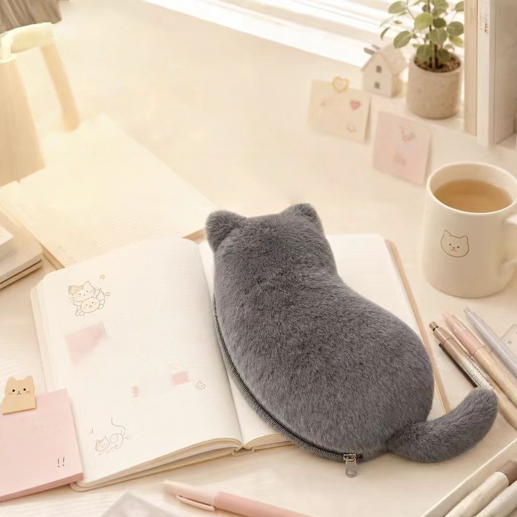 Cute Plush Cat Pencil Cases, K - Korean Skincare Routine 评论和价格